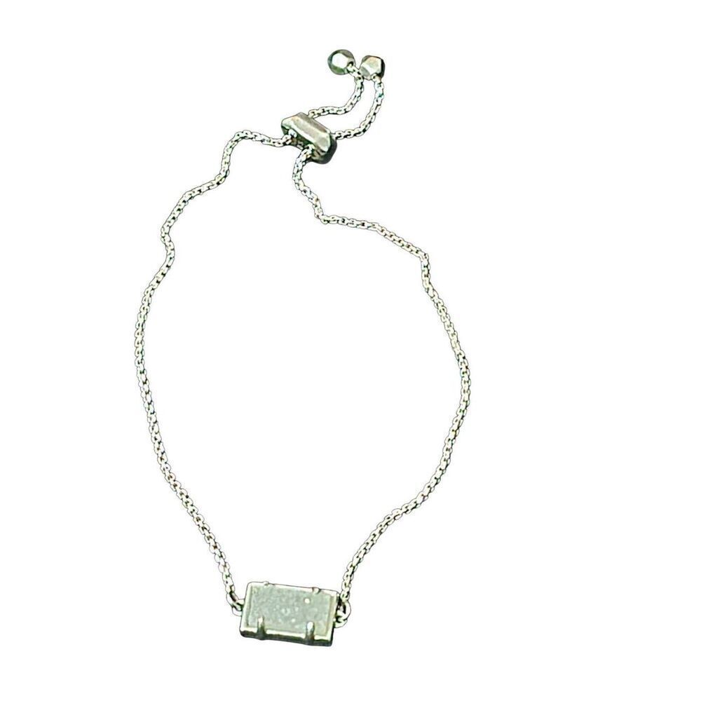 Kendra Scott Elaina Silver Adjustable Chain Bracelet in Iridescent Drusy